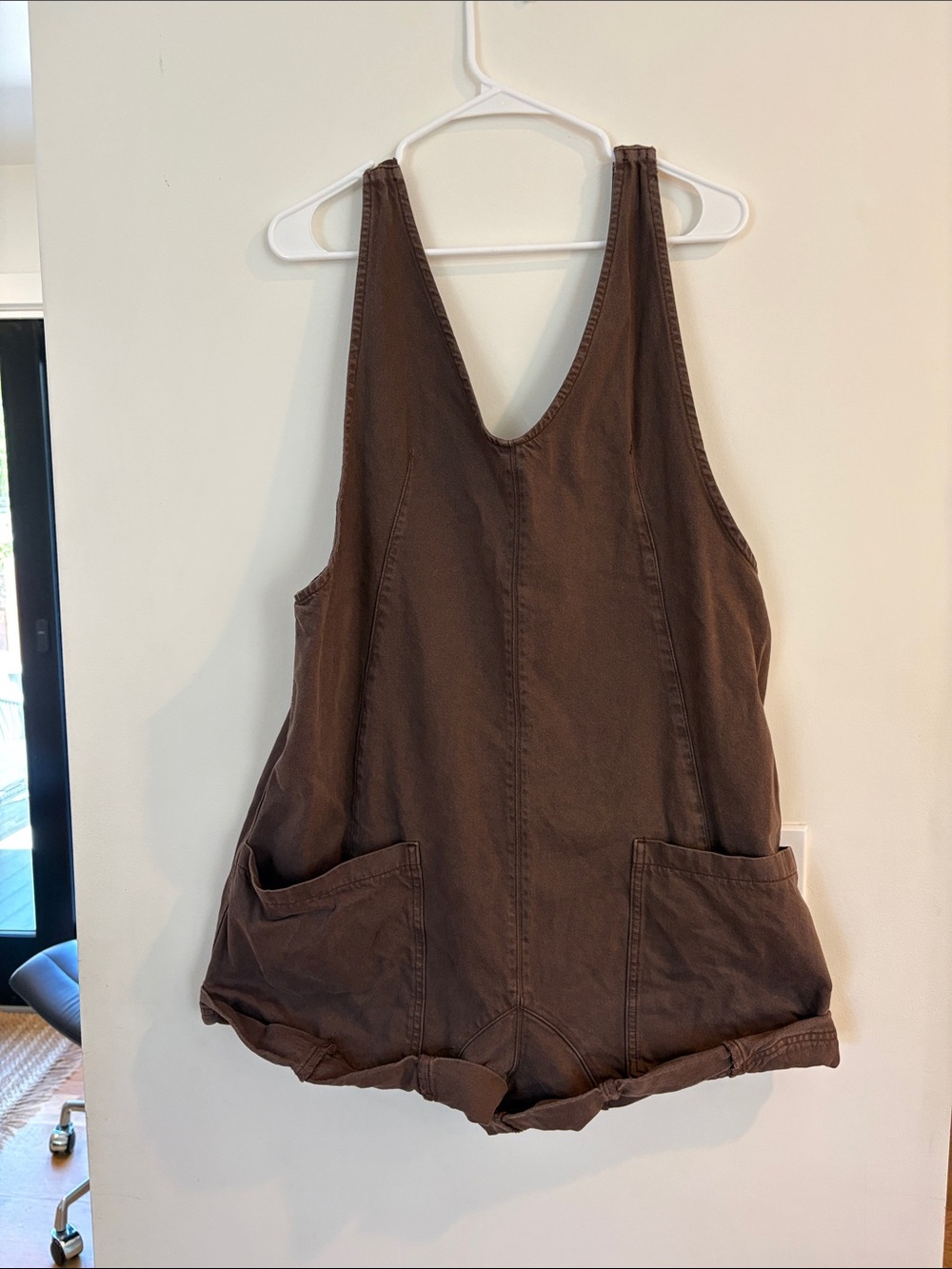 We The Free Chocolate Brown Sleeveless Romper with Deep Front Pockets